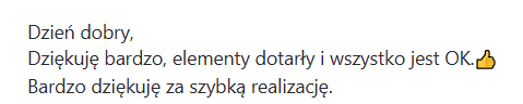 Opinia klienta po ekspresowej realizacji druku 3D przed zawodami